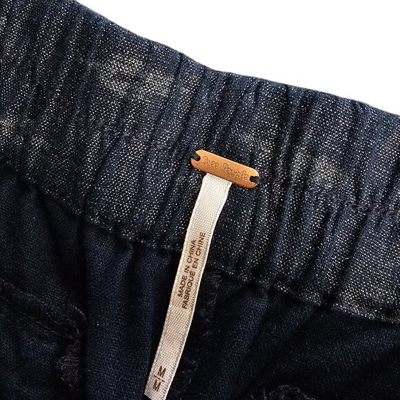 Free People Womens Metallic Sparkle Linen Blend Pull On Pants, Blue,Size M - Picture 6 of 8